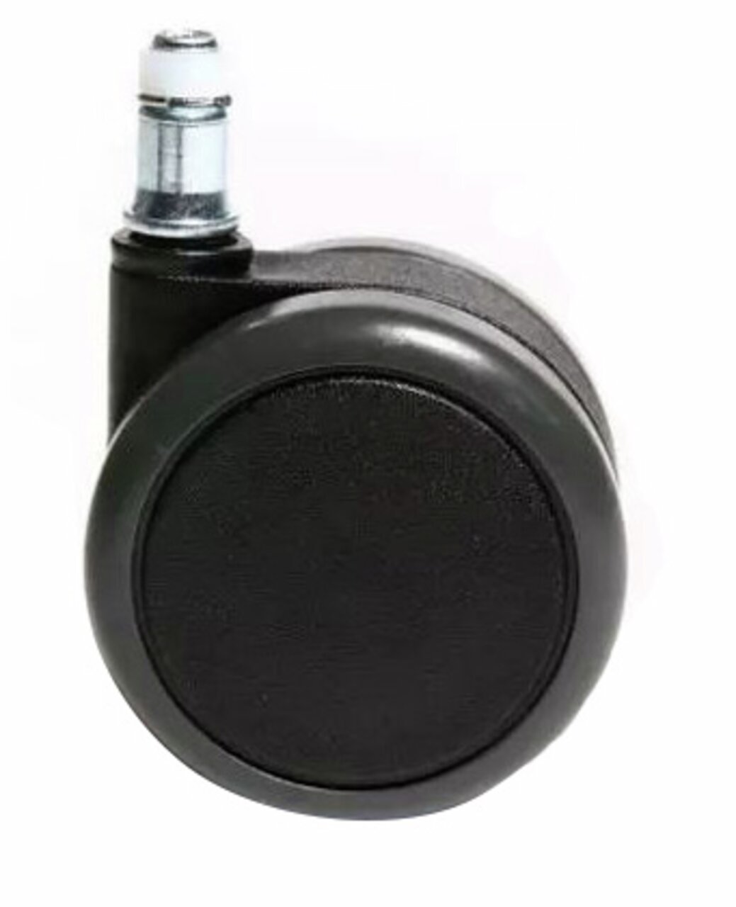 Schwarze Hartbodenrolle mit Metallstift, seitliche Ansicht