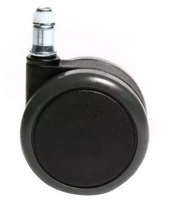 Schwarze Hartbodenrolle mit Metallstift, seitliche Ansicht