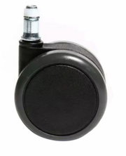 Schwarze Hartbodenrolle mit Metallstift, seitliche Ansicht