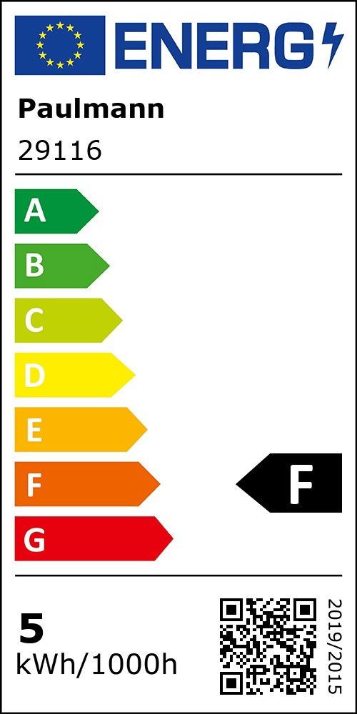 F (A (höchste Effizienz) bis G (geringste Effizienz))