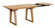 Erweiterbarer Esstisch aus Holz mit modernem Design, seitliche Perspektive