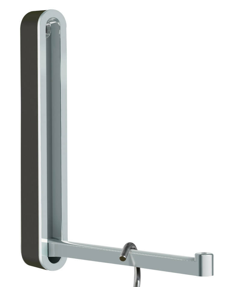 Moderner Wandhaken aus Metall in seitlicher Perspektive