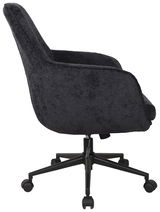 Schwarzer Drehstuhl mit Armlehnen, seitliche Ansicht