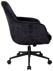 Schwarzer Drehstuhl mit Armlehnen, seitliche Ansicht