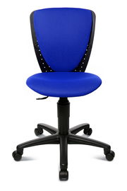 Blauer Kinder- und Jugendstuhl mit schwarzem Drehfuß, Frontalansicht