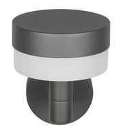 Moderne LED-Außenwandleuchte in zylindrischer Form, seitliche Perspektive