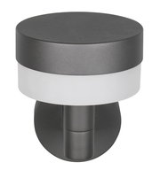 Moderne LED-Außenwandleuchte in zylindrischer Form, seitliche Perspektive