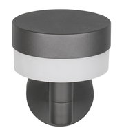 Moderne LED-Außenwandleuchte in zylindrischer Form, seitliche Perspektive