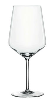 Elegantes Rotweinglas aus klarem Glas, frontal abgebildet.