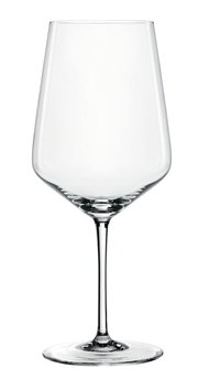 Elegantes Rotweinglas aus klarem Glas, frontal abgebildet.