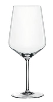 Elegantes Rotweinglas aus klarem Glas, frontal abgebildet.