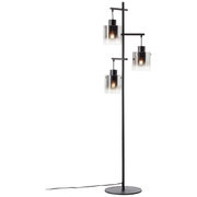 Moderne staande lamp van Simonis met drie cilindervormige glazen lampenkappen, zijaanzicht