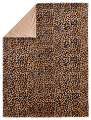 Leopardenmuster Felldecke, Draufsicht mit umgeschlagener Ecke