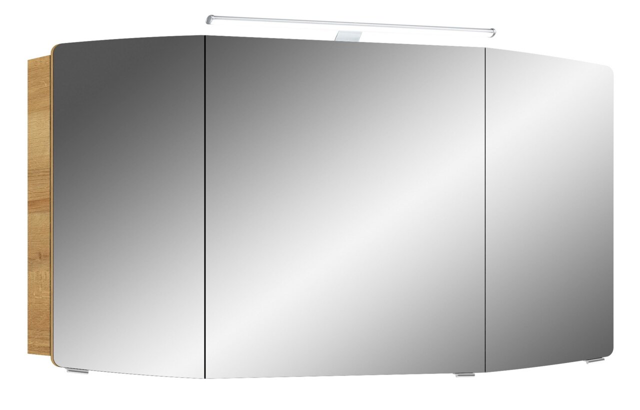 Pelipal Spiegelschrank CASSCA SPRINT Moderner Spiegelschrank mit drei Türen und integrierter Beleuchtung, seitliche Holzverkleidung, Frontalansicht