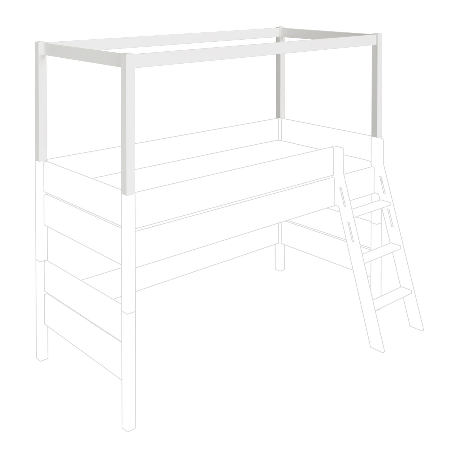 Paidi Baldachinaufbau Spielbett TIAGO Weißer Baldachinaufbau für ein Spielbett, seitliche Perspektive