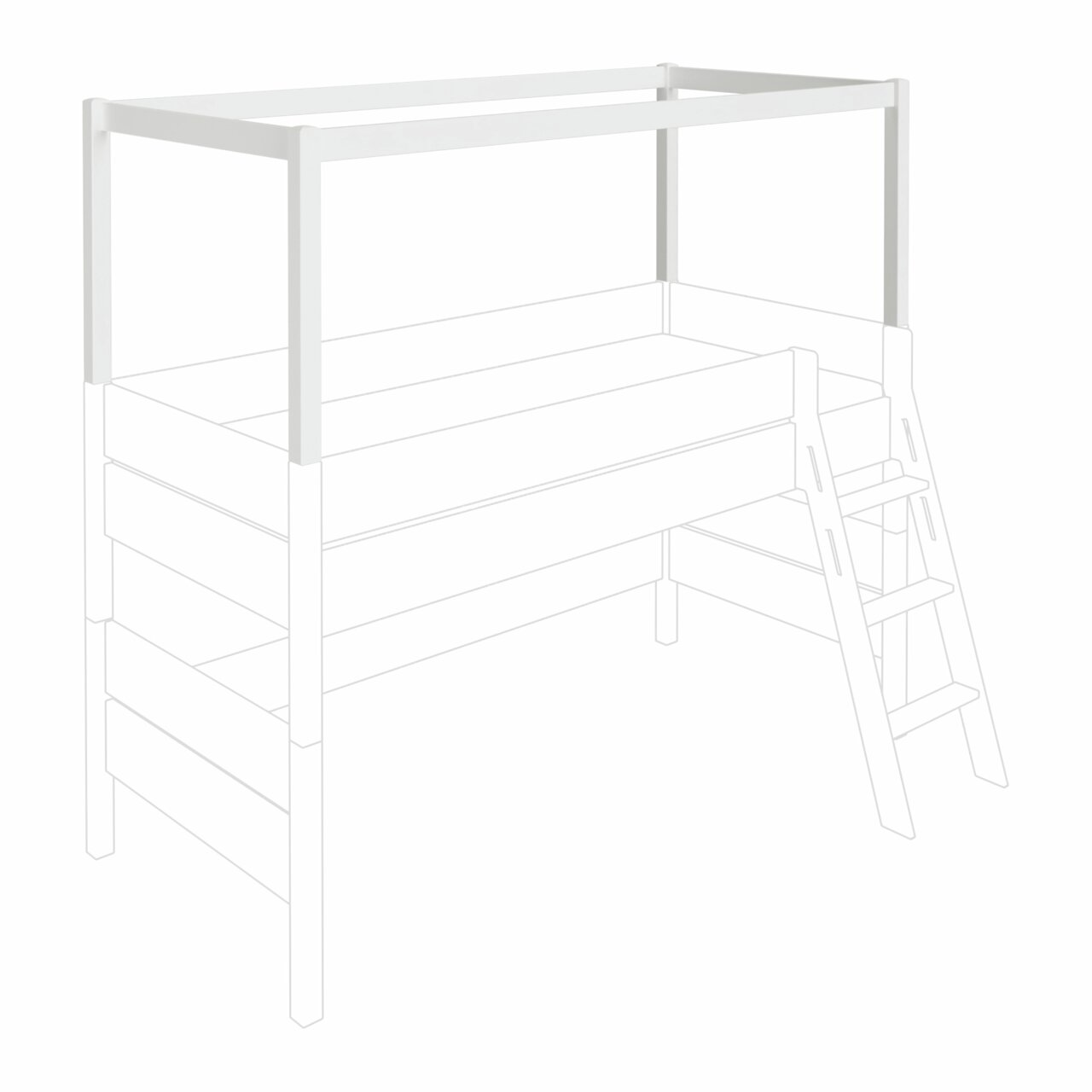 Paidi Baldachinaufbau Spielbett TIAGO Weißer Baldachinaufbau für ein Spielbett, seitliche Perspektive