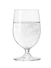 Wasserglas Ciao mit 300ml Fassungsvermögen, gefüllt mit sprudelndem Wasser, seitliche Ansicht