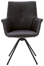 Moderner schwarzer Sessel mit Metallbeinen, Frontalansicht