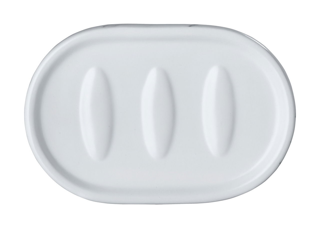 Keramik Seifenablage Adrada in ovaler Form, weiße Farbe, Draufsicht
