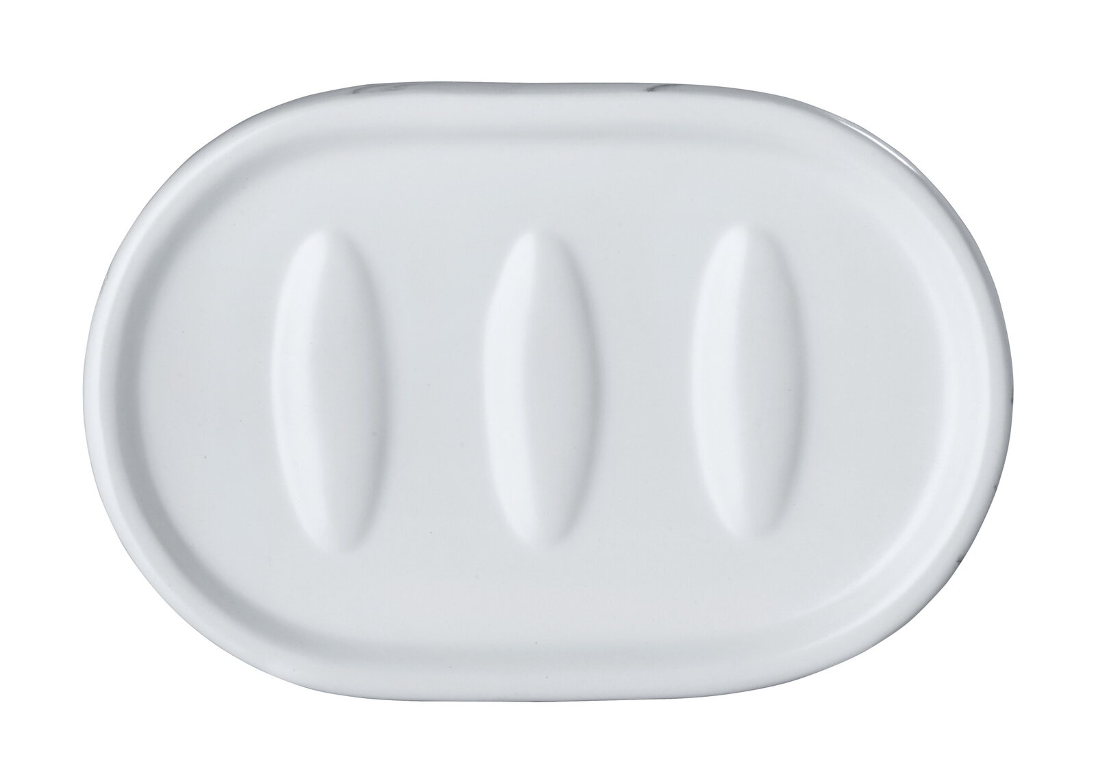 Keramik Seifenablage Adrada in ovaler Form, weiße Farbe, Draufsicht