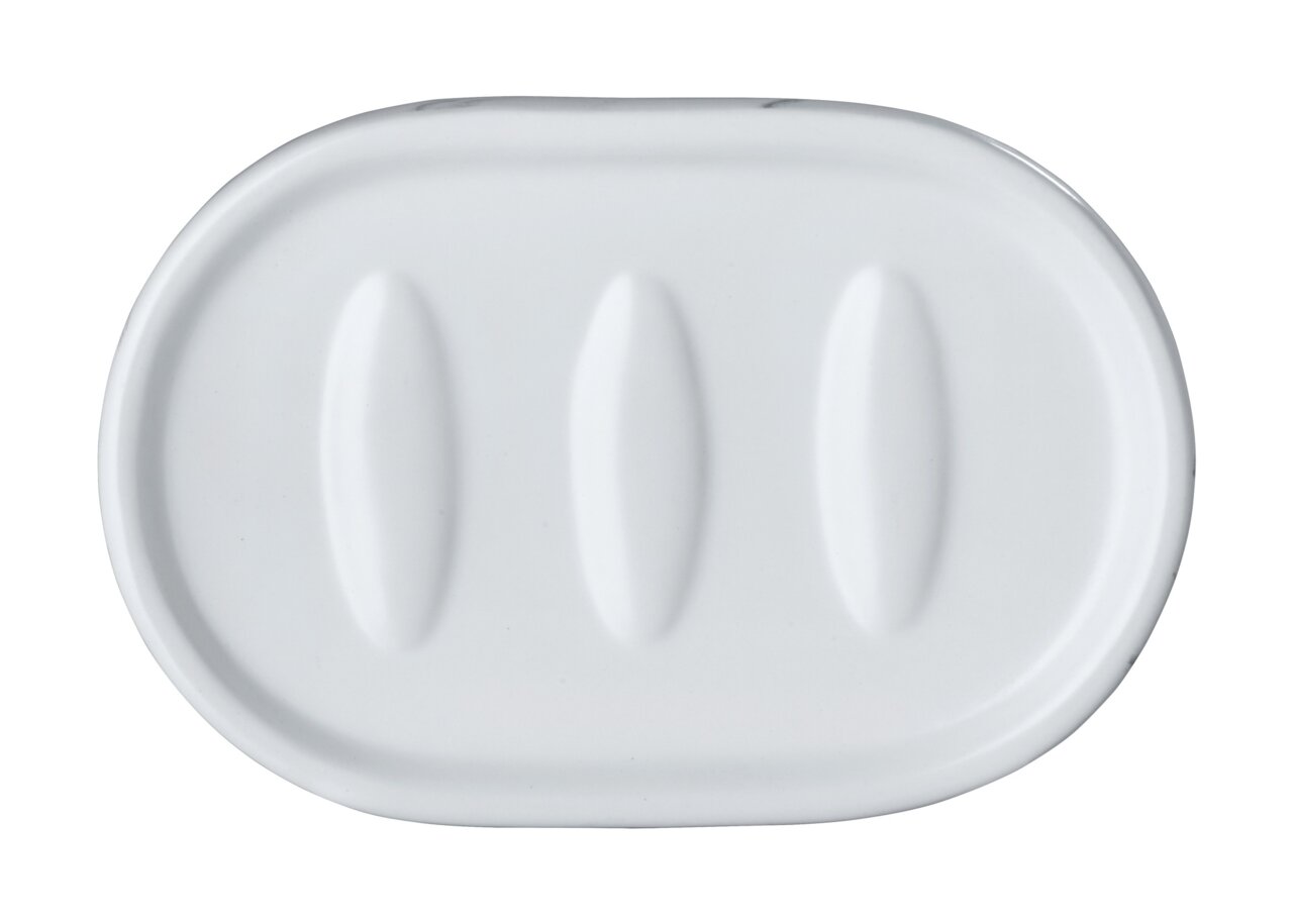 Keramik Seifenablage Adrada in ovaler Form, weiße Farbe, Draufsicht