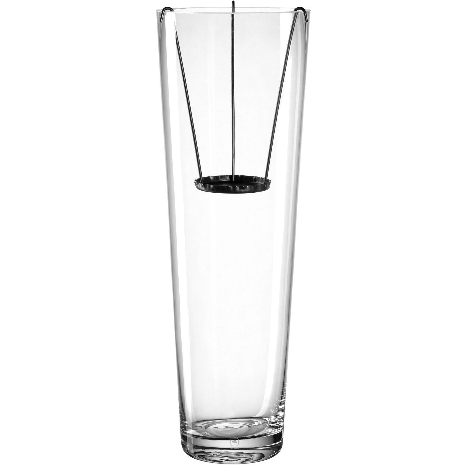 Leonardo Vase mit Kerzeneinsatz Hohe, schlanke Glasvase mit Kerzeneinsatz, frontal abgebildet.