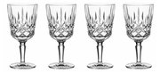 Vier elegante Kristallgläser mit Stiel, frontal abgebildet, ideal für stilvolle Aperol-Getränke.