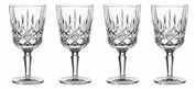 Vier elegante Kristallgläser mit Stiel, frontal abgebildet, ideal für stilvolle Aperol-Getränke.
