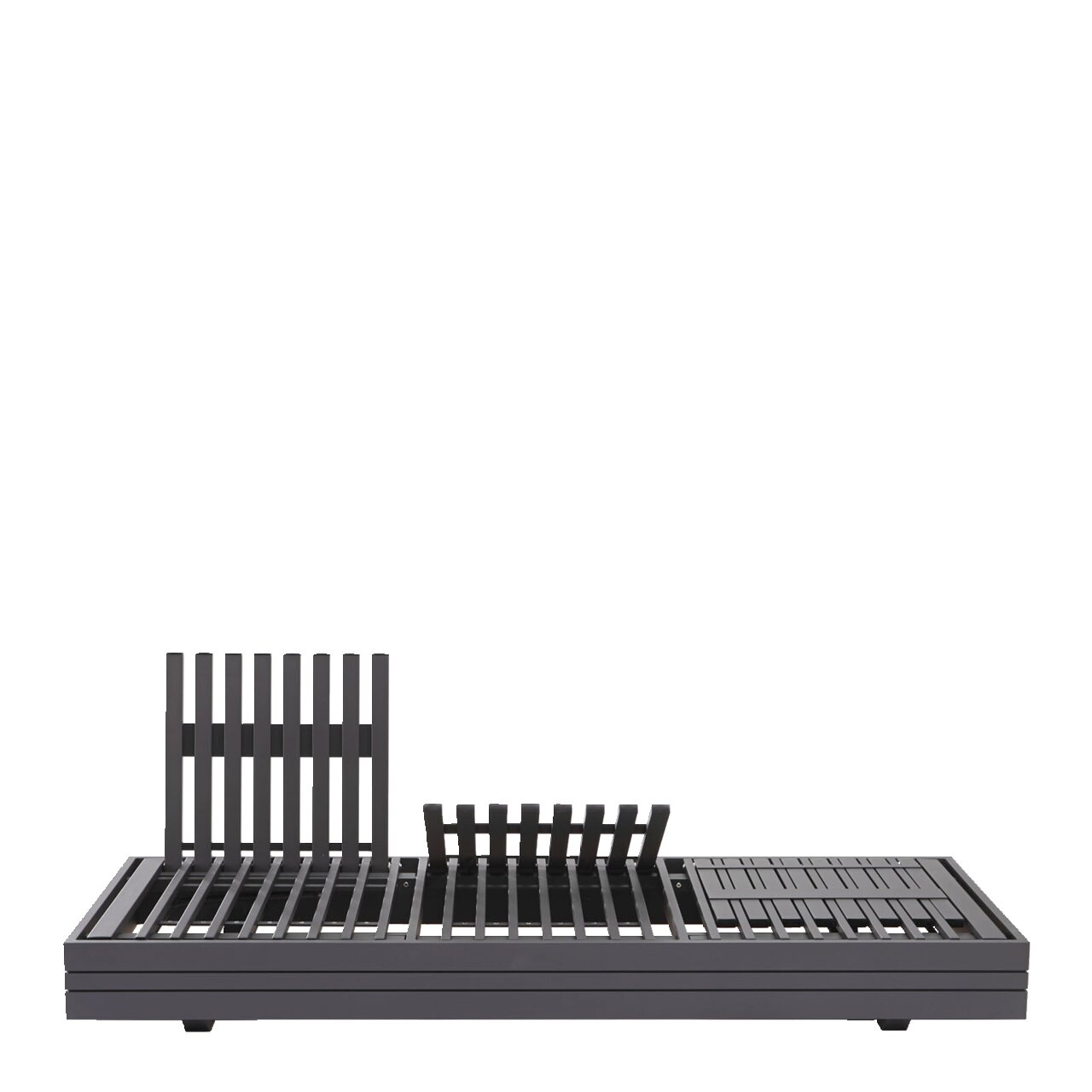 Moderner 3-Sitzer Loungeelement aus Metall mit verstellbaren Rückenlehnen, seitliche Perspektive