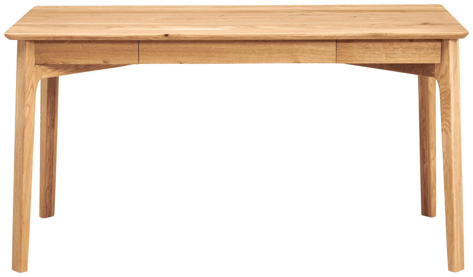 Holzschreibtisch mit zwei Schubladen, Frontalansicht