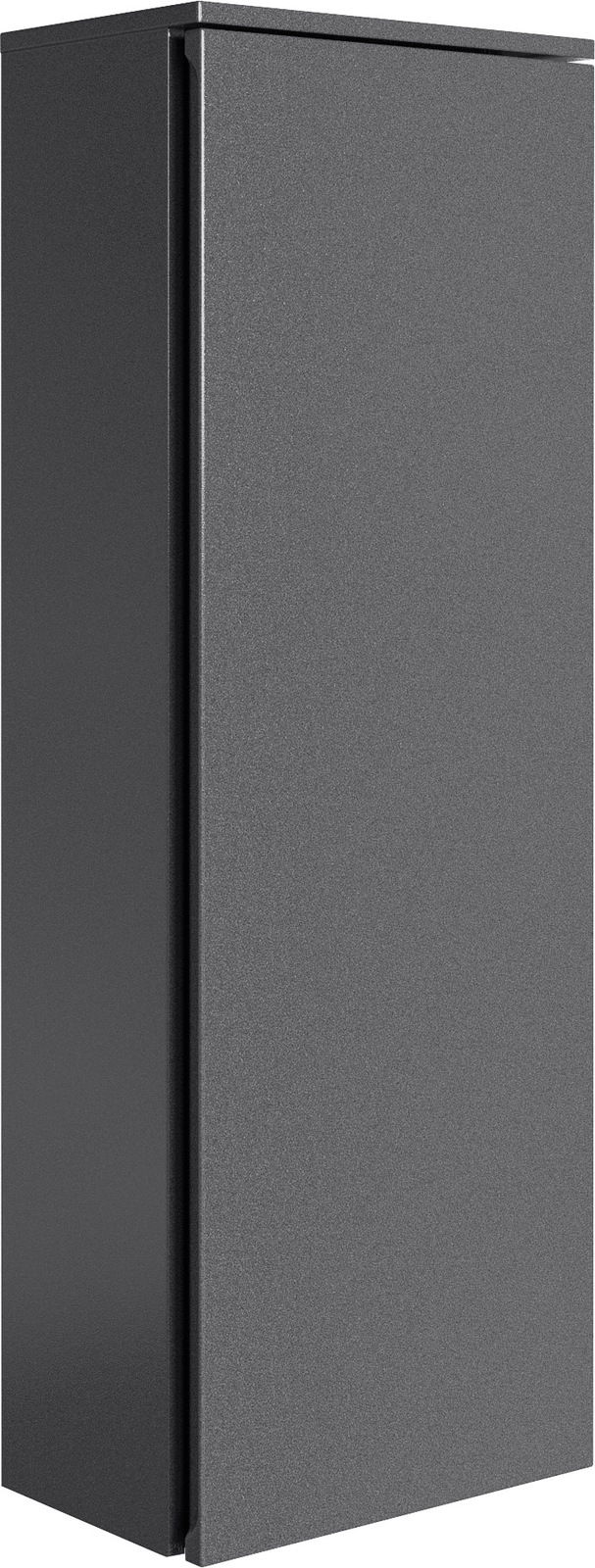 Grauer Kofferschrank von rechts in schräger Perspektive