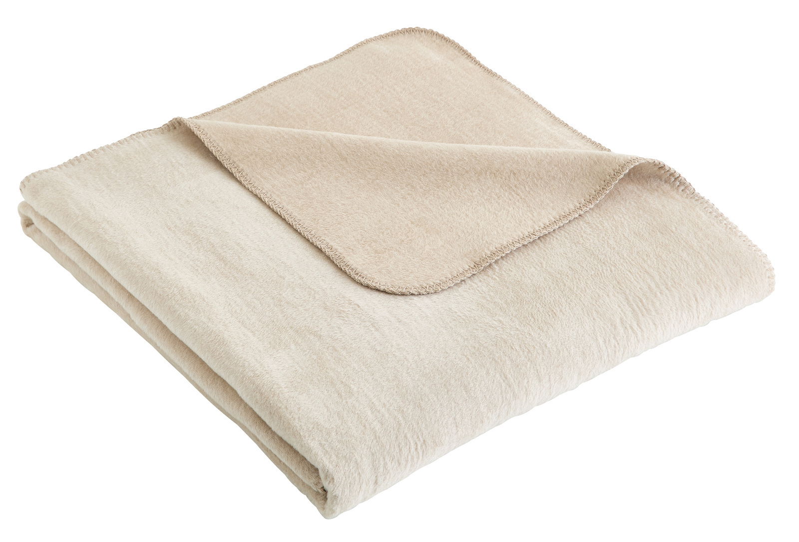 Linneweber Woonkamerkleed BRAGA Beige Wohndecke 150x200cm, gefaltet, aus seitlicher Perspektive fotografiert
