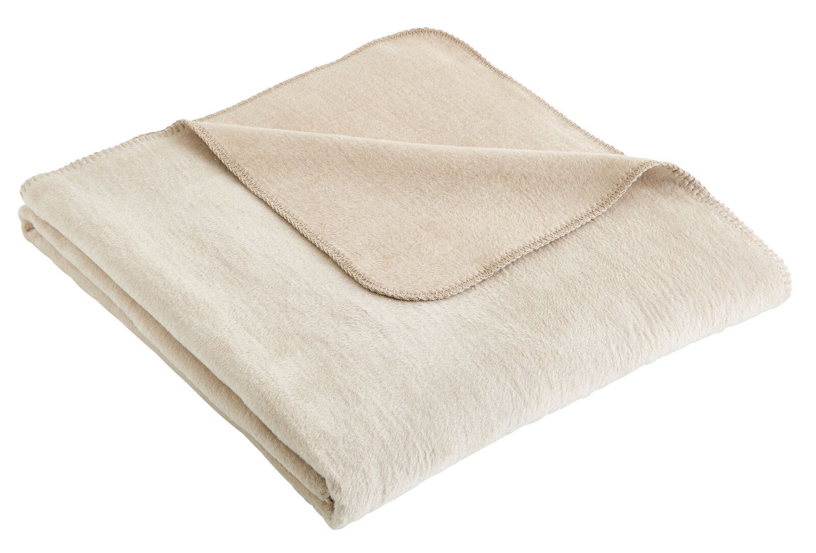 Linneweber Wohndecke BRAGA Beige Wohndecke 150x200cm, gefaltet, aus seitlicher Perspektive fotografiert