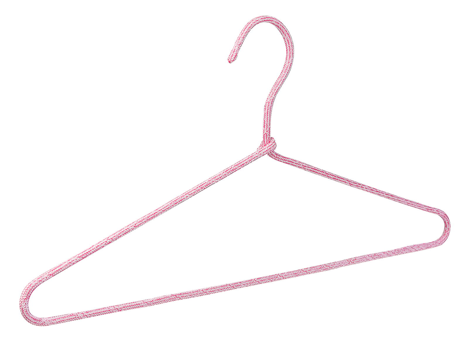 Rosa Kleiderbügel aus Draht mit Stoffüberzug, seitliche Perspektive