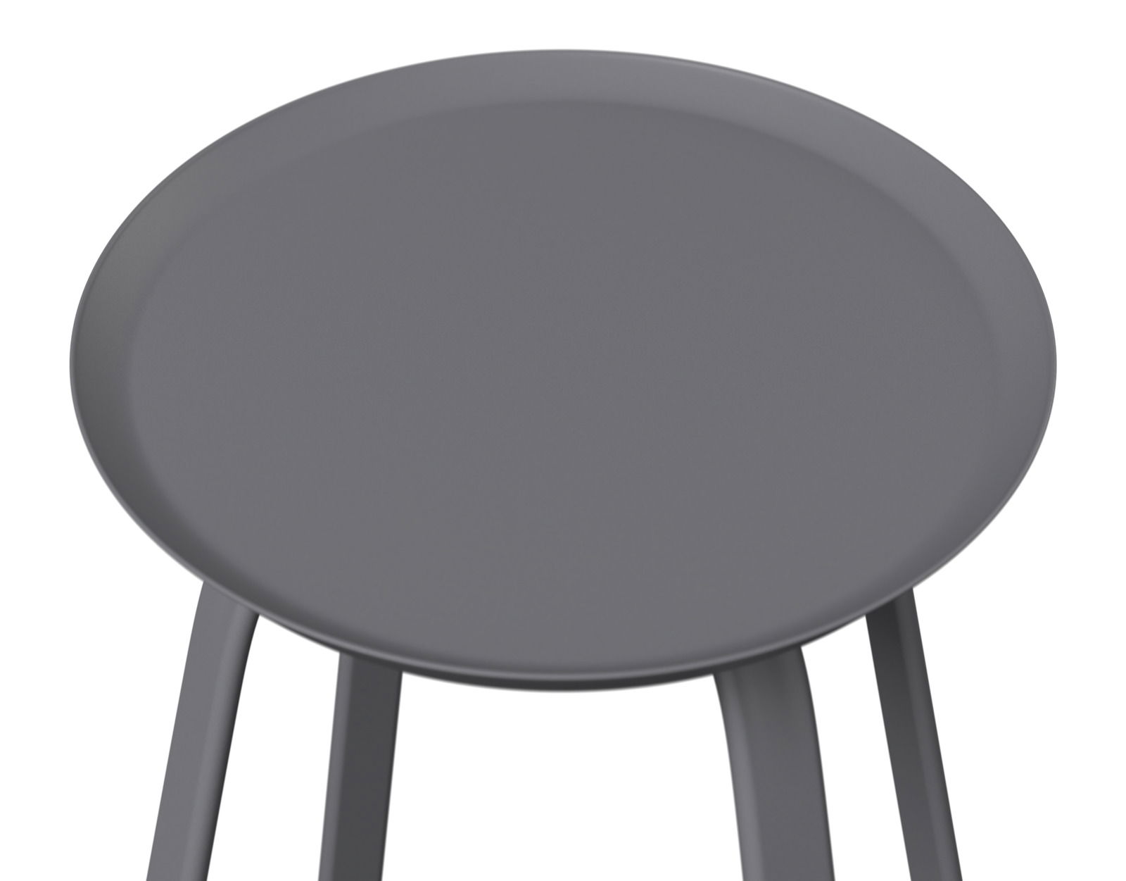 Runder grauer Beistelltisch aus der Vogelperspektive