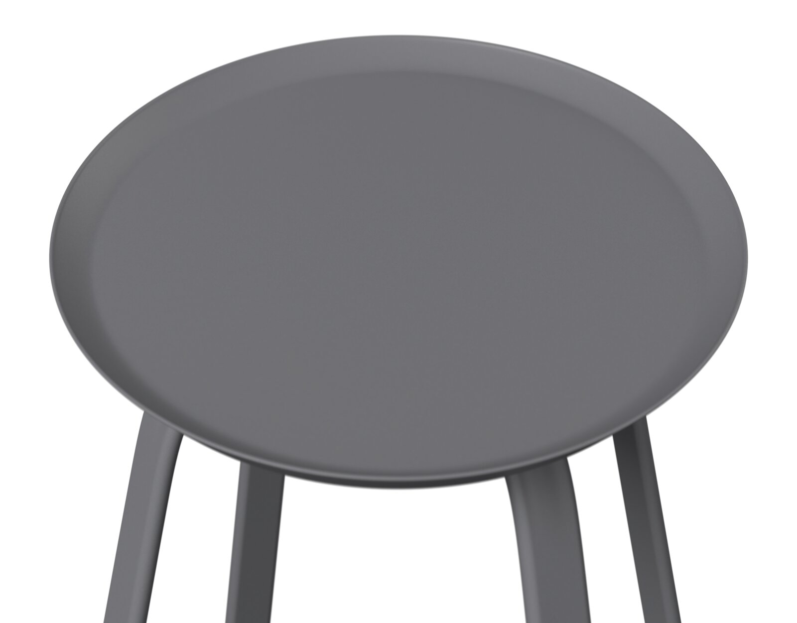 Runder grauer Beistelltisch aus der Vogelperspektive