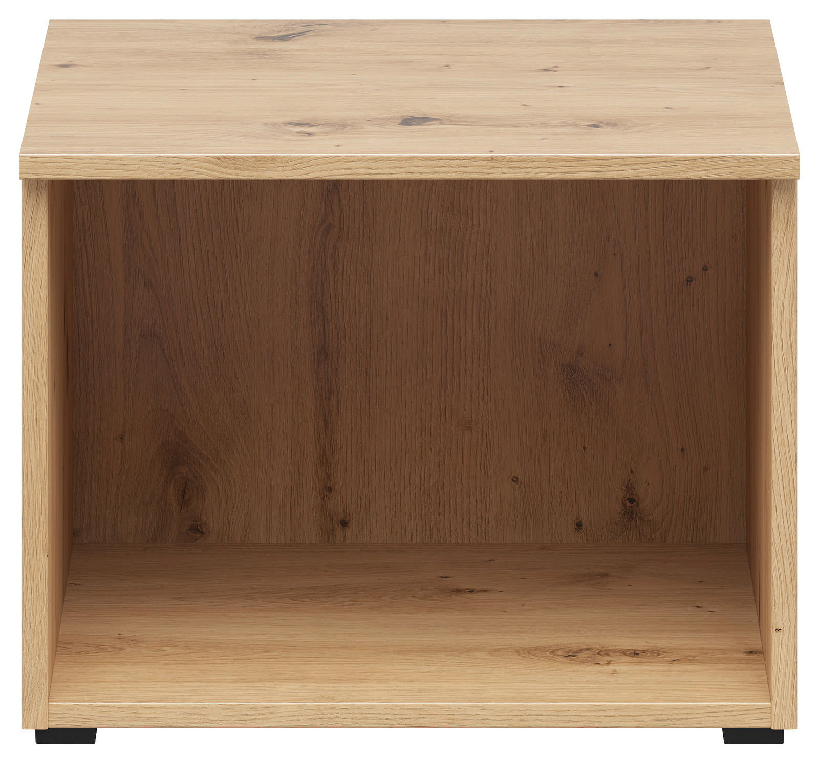 Regalaufsatz aus Holz in natürlicher Holzoptik, frontal betrachtet.