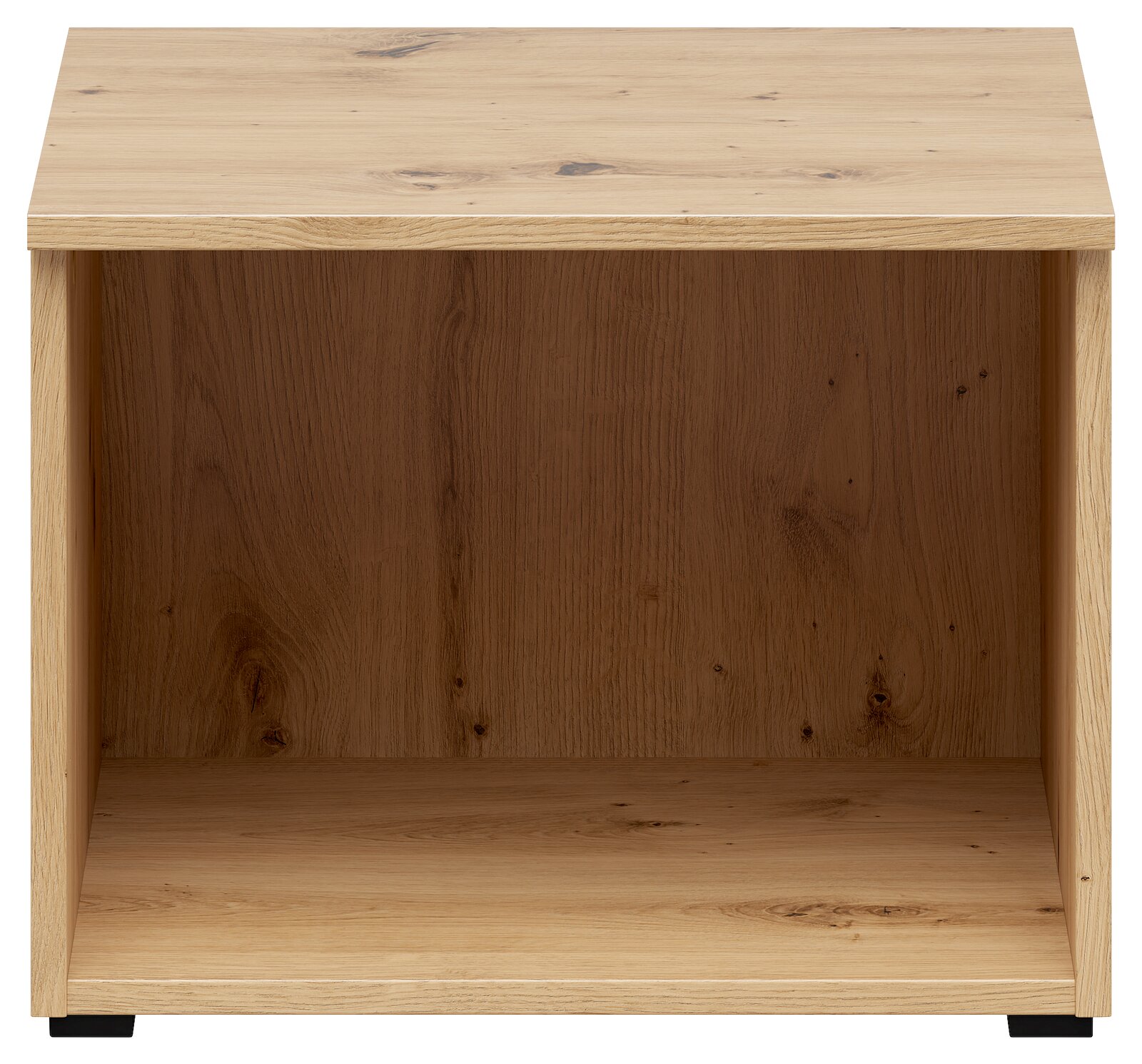 Regalaufsatz aus Holz in natürlicher Holzoptik, frontal betrachtet.