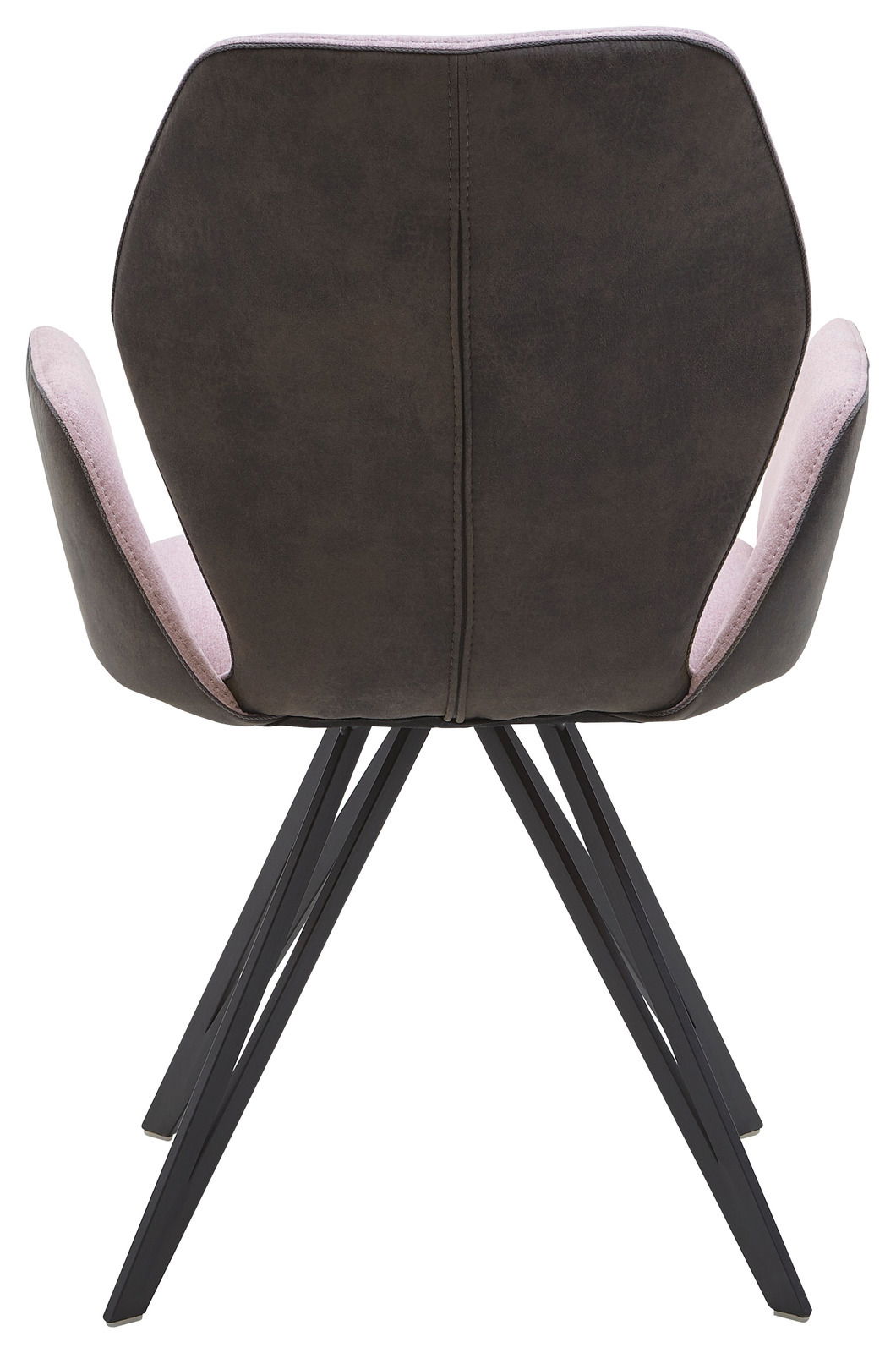 Rückansicht eines Valnatura Armlehnenstuhls PIANO mit schwarzem Gestell und gepolsterter Rückenlehne.