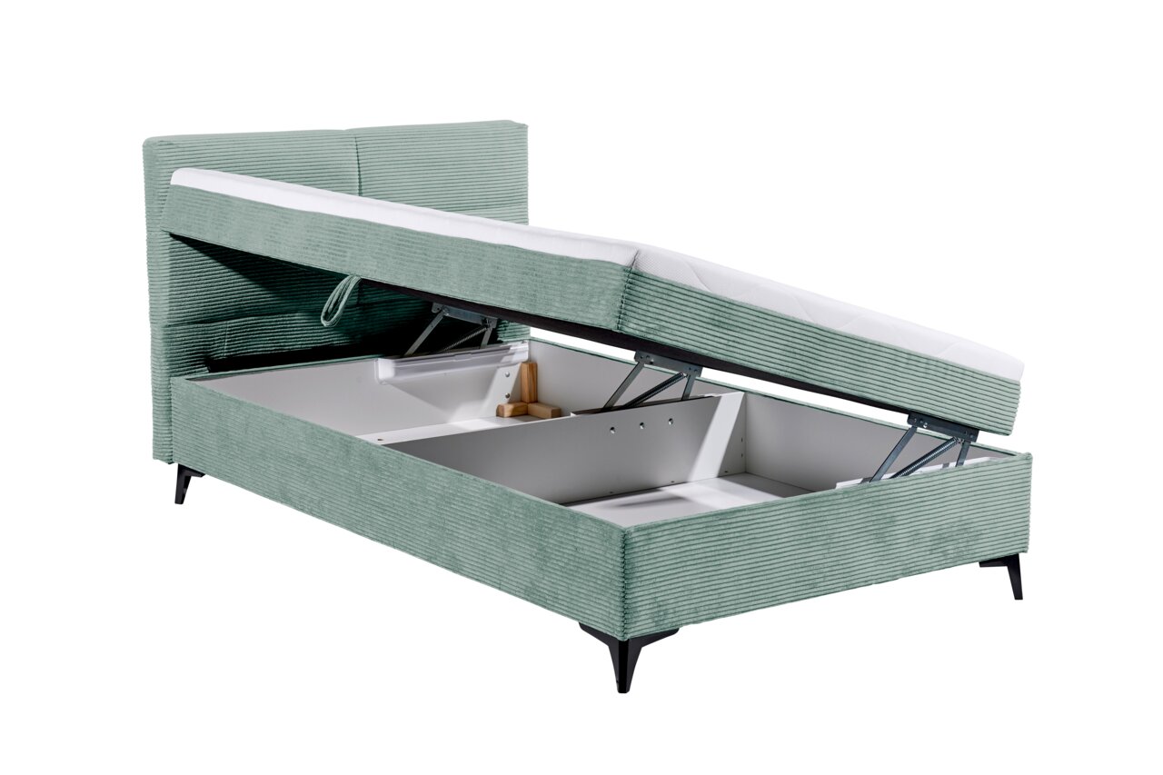 Boxbett mit Stauraum, geöffnet, seitliche Perspektive