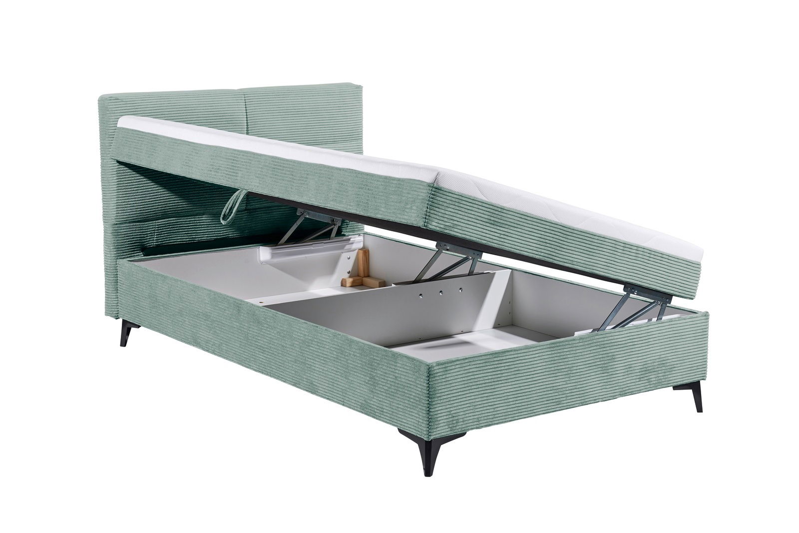 Boxbett mit Stauraum, geöffnet, seitliche Perspektive