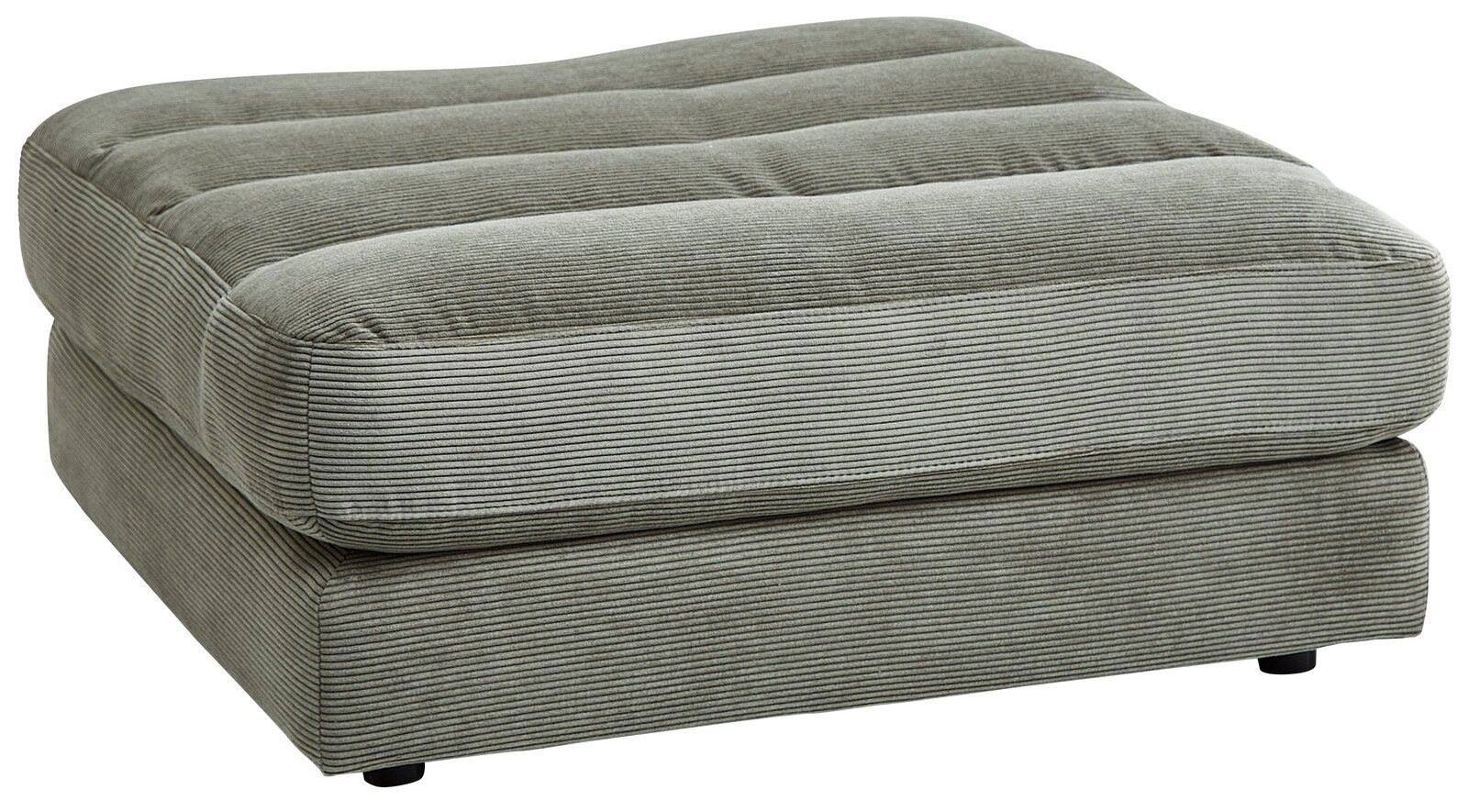 Pure Home Lifestyle Hocker quadratisch (medium) PURE 972 Grauer, quadratischer Hocker aus Cordstoff, seitliche Perspektive