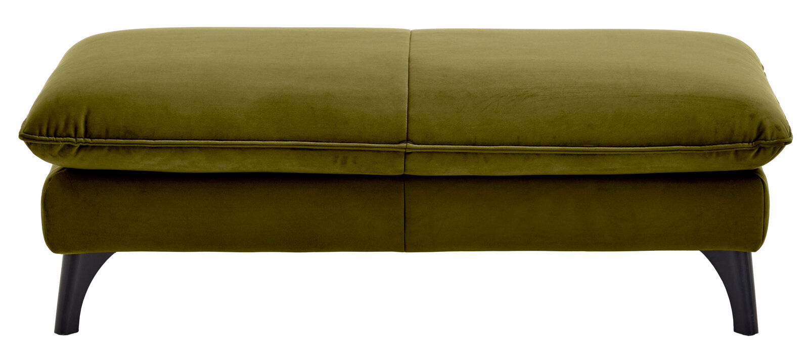 Rechteckiger Hocker in olivgrünem Stoff, Vorderansicht