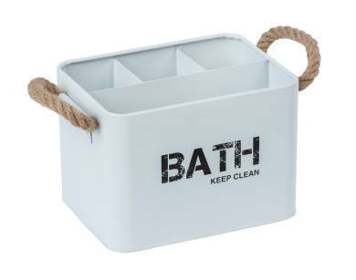 Wenko Badbox mit 4 Aufteilungen GARA Weiße Badbox Gara mit 4 Aufteilungen und Seilgriffen, Vorderansicht