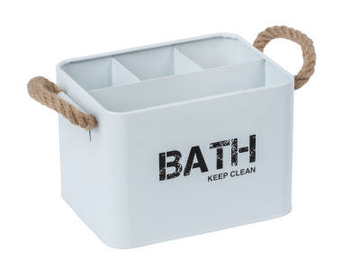 Wenko Badbox mit 4 Aufteilungen GARA Weiße Badbox Gara mit 4 Aufteilungen und Seilgriffen, Vorderansicht