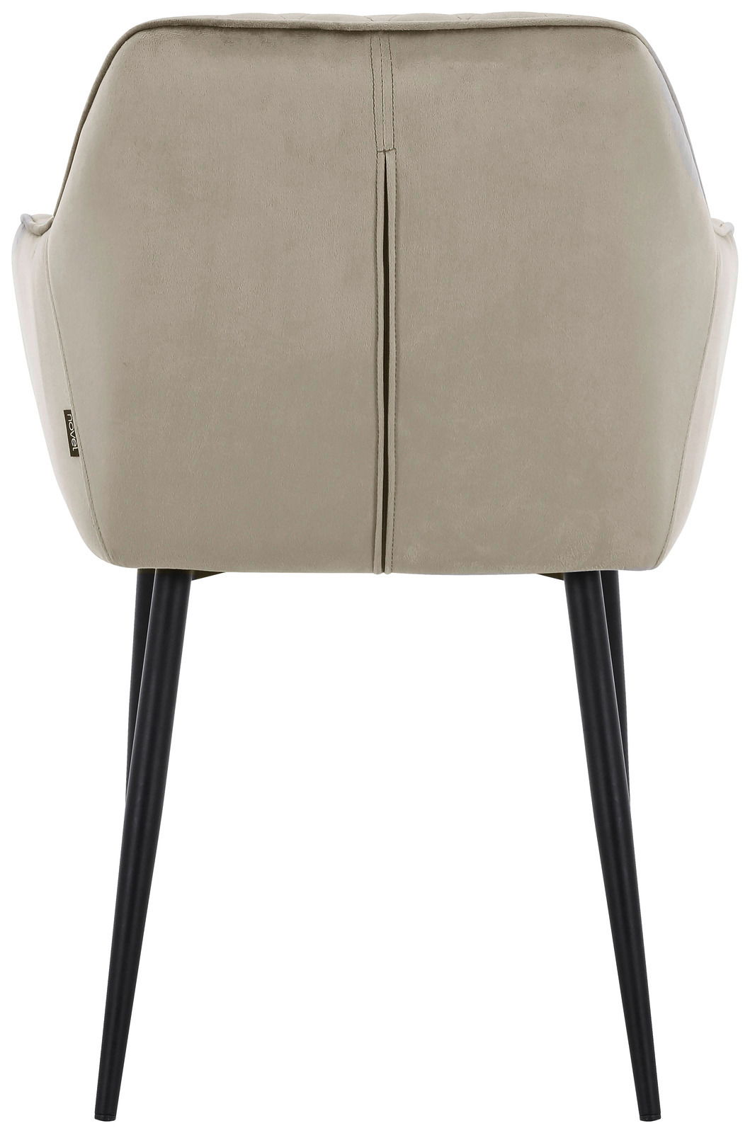 Novel Armlehnstuhl STU Rückansicht eines beigen Armlehnstuhls mit schwarzen Beinen