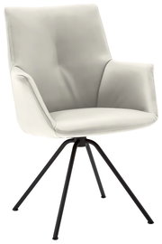 Moderner, weißer Sessel mit schwarzem Metallgestell, seitliche Perspektive