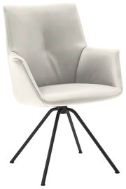 Moderner, weißer Sessel mit schwarzem Metallgestell, seitliche Perspektive