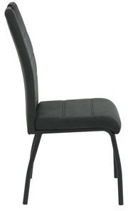 Moderner schwarzer Stuhl in Seitenansicht mit gepolsterter Sitzfläche und Rückenlehne.