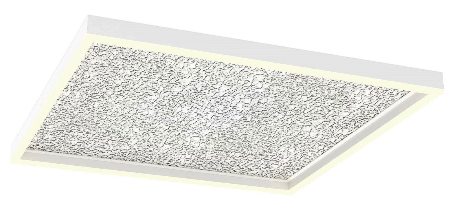 Moderne LED-Deckenleuchte mit strukturiertem Design, seitliche Perspektive